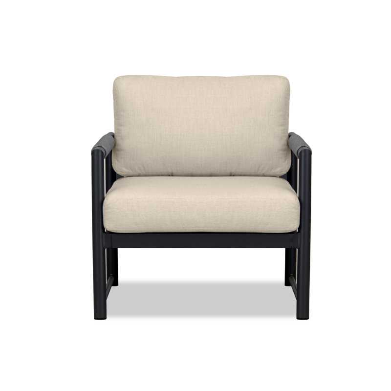 Alto Outdoor Lounge Chair, Spectrum Peacock Sunbrella® Plainweave, Black