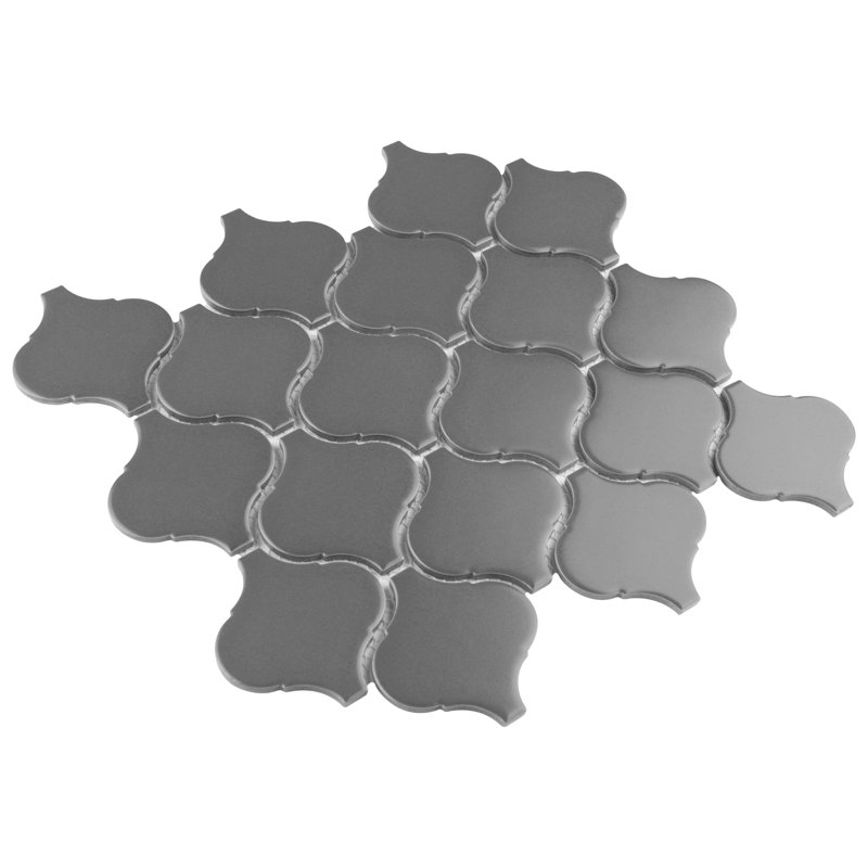 Metro Lantern 9-1/2 " x 10-3/4 " Porcelain Mosaic Floor and Wall Tile, Dark Gray Matte