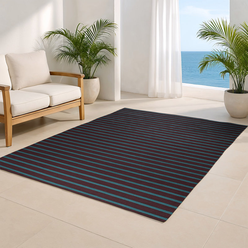 HorizontalStripes Brown Indoor and Outdoor Area Rug, Rectangle 2' x 3'