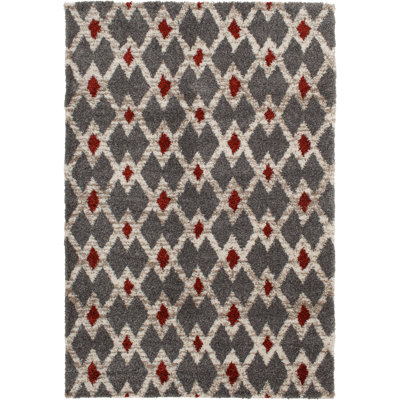 Tapis brun à motif géométrique Rousey
