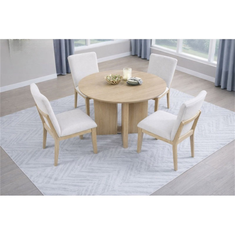 Table de salle à manger ronde en bois de chêne naturel naturel, table de salle à manger contemporaine