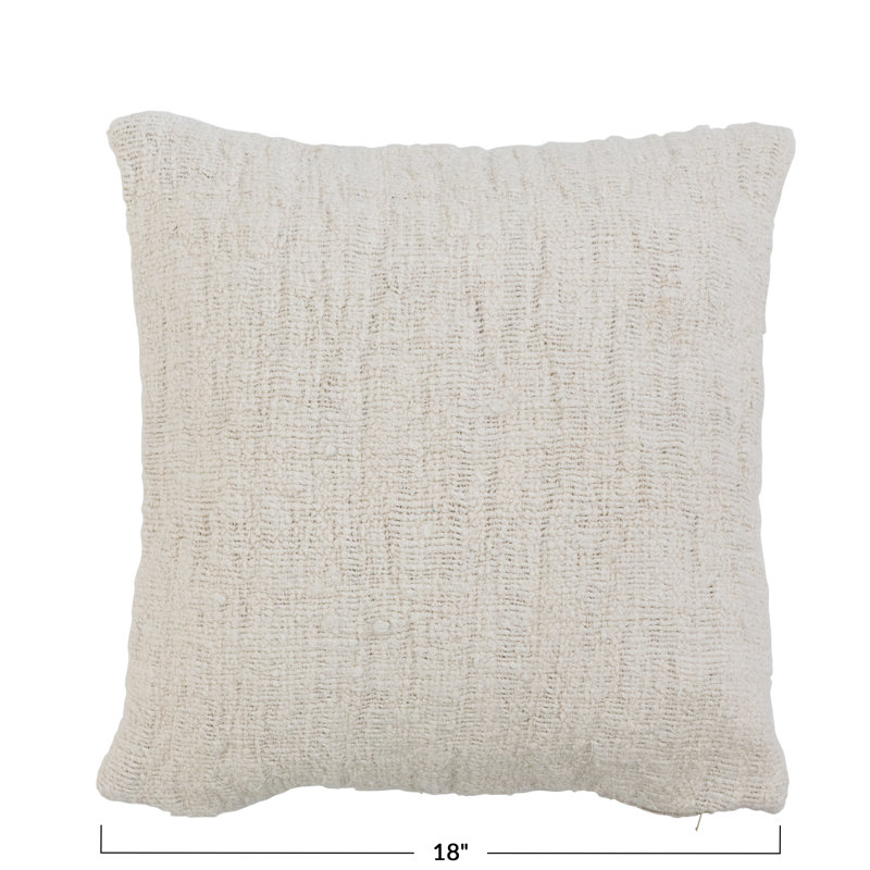 Cream Stonewashed Silk and Woven Cotton Euro Pillow Cover