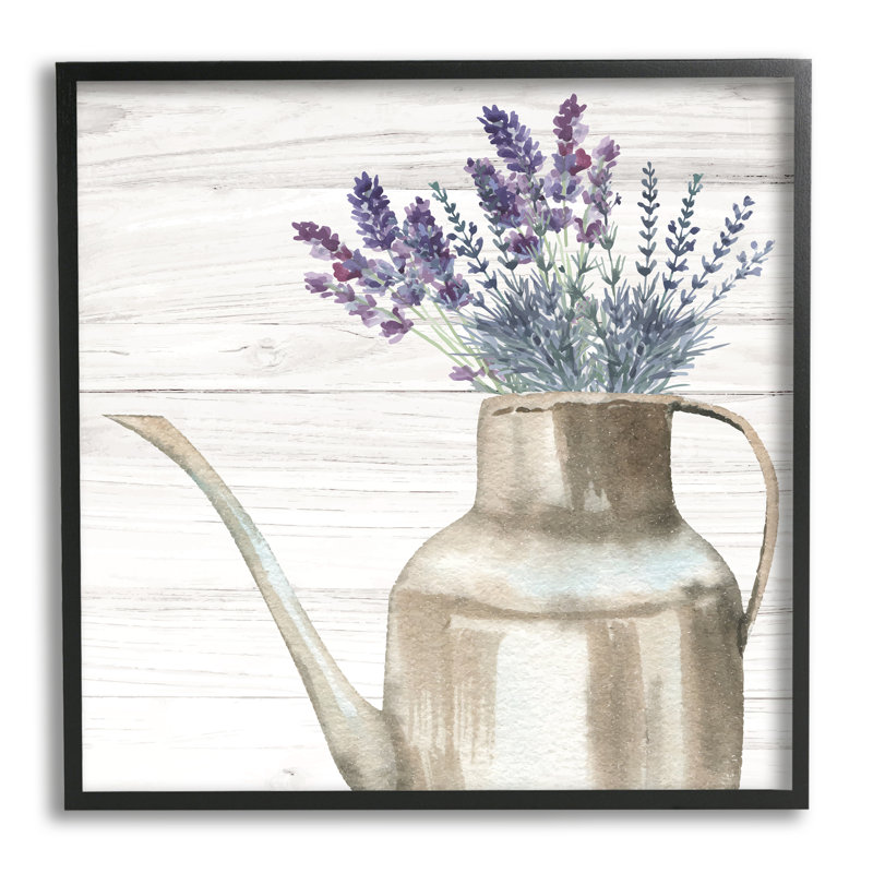 Farmhouse Garden Lavender Bunches - Floater Frame, impression sur bois, Giclée encadrée noir minuit