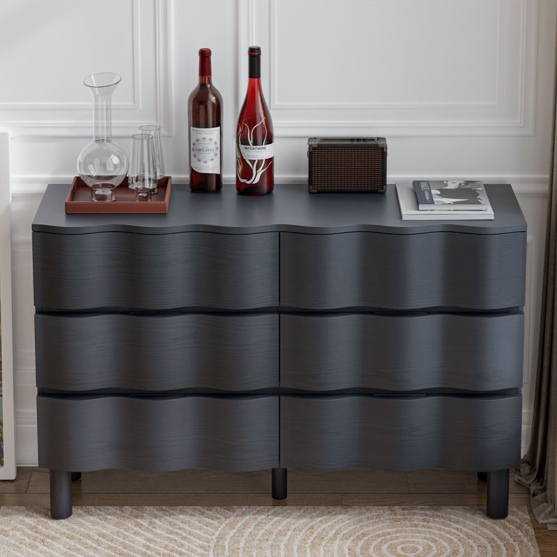 Commode 6 tiroirs Modern, Noir