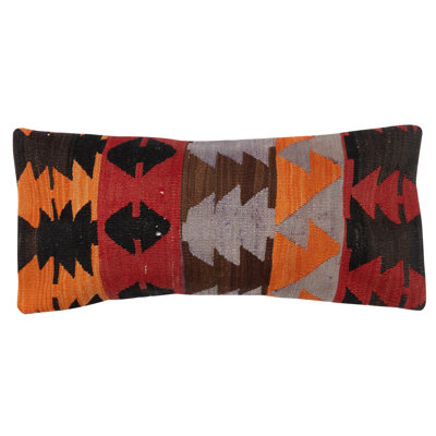 12"x28" Vintage Kilim Cushion Cover. Hand-Made Lumbar Pillow Cover. Turkish Accent Pillow. Bohemian Throw Pillow Cover