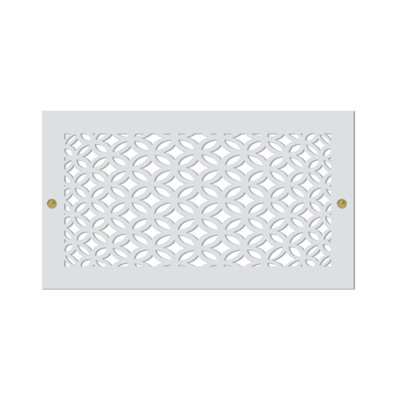 Registres muraux et de plafond Stellar Air White avec vis en laiton - 8 x 16 (ouverture de conduit) 10 x 18 - cercles 3D