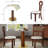 Modern 3 Piece Dining Table and Chair Set with Sintered Stone or Glass Round Table Top, Boomerang Shaped Solid Wood Dining Table with Two Solid Wood Dining Chairs - Small Space Kitchen Table and Chair Set with Gold Stainless Steel Base-255559925