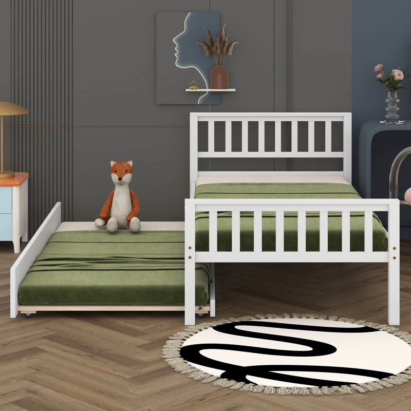 Twin Bed With Trundle, White