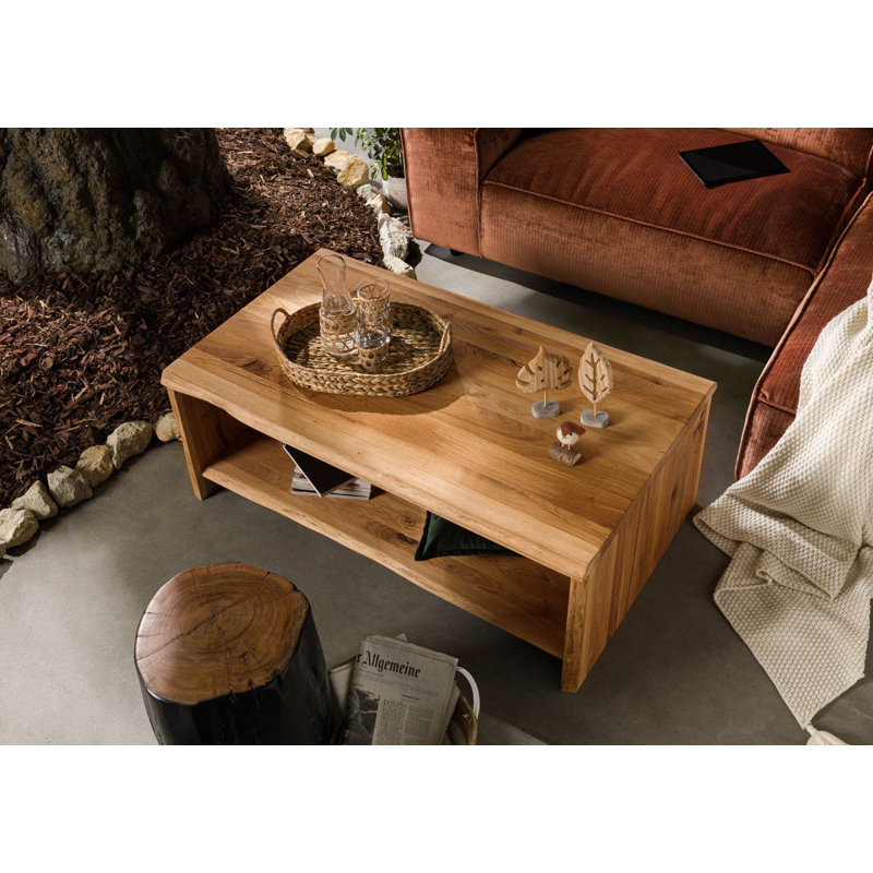Solid Wood Sled Coffee Table with Storage