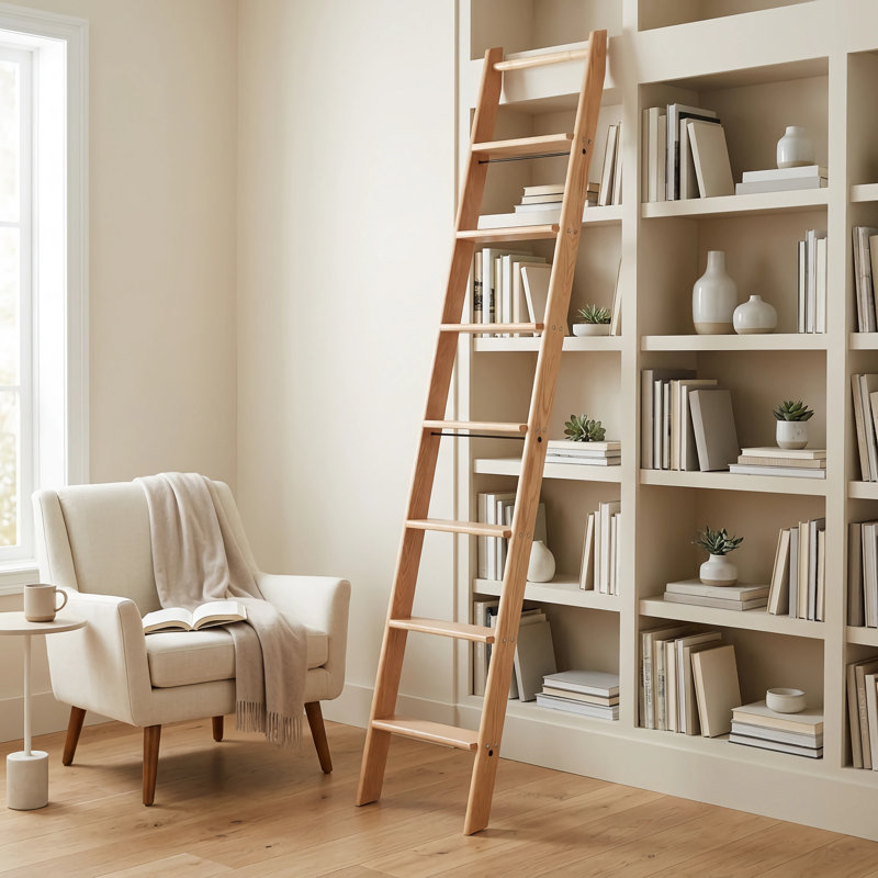 7 step wood library ladder
