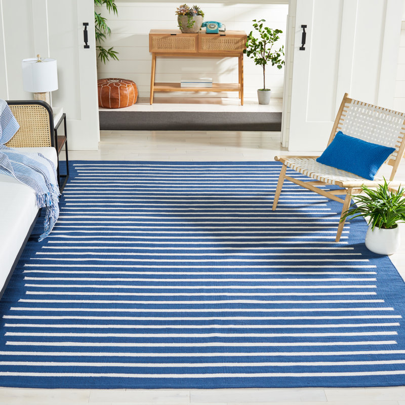 Estyn Hand Woven Cotton Striped Rug, Rectangle 8' x 10'