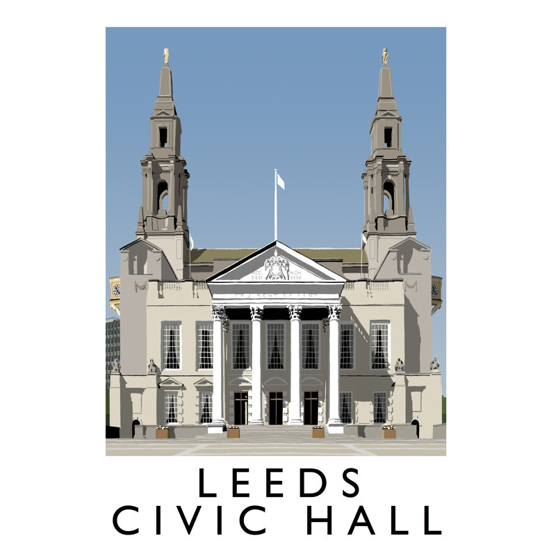 Leeds Civic Hall by Richard O'Neil - Print, No Frame, 40 cm H x 30 cm W x 1 cm D