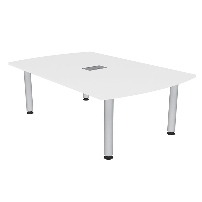 Table de conférence Arc, Argent argent, L 72 po x l 48 po, Blanc classique