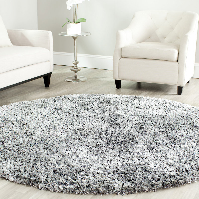 Tapis performance touffeté à la main à poil long Coltan, Rond 5 pi