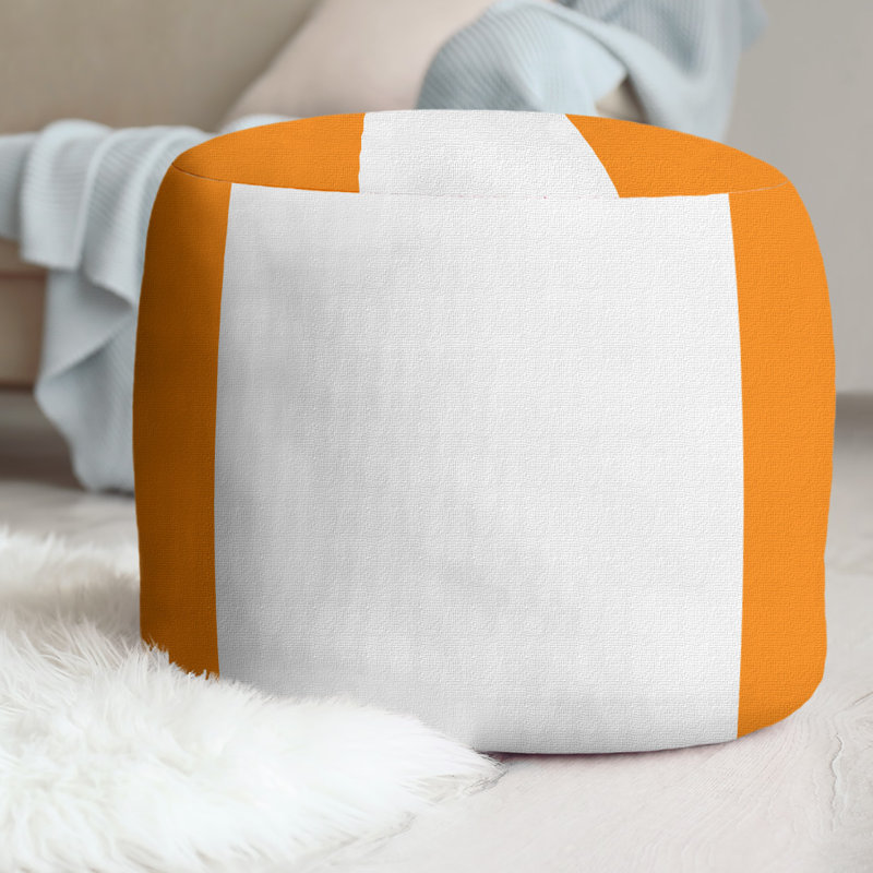 Repose-pieds cubique rond à rayures 20,5", Orange / blanc / orange