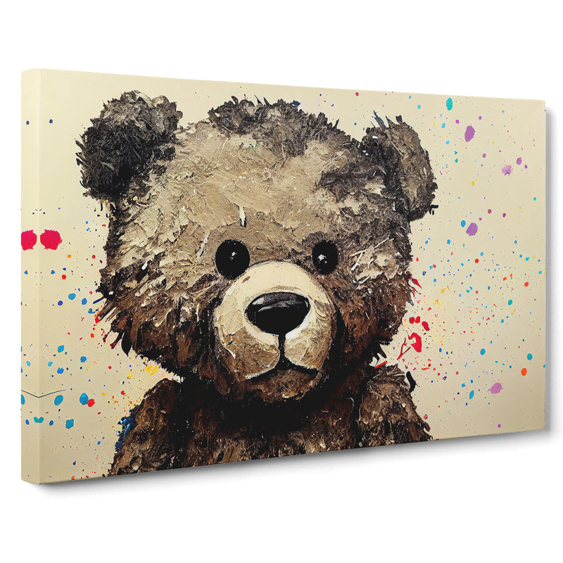 Splashed Teddy Bear - Wrapped Canvas, 35cm H x 50cm W x 3cm D