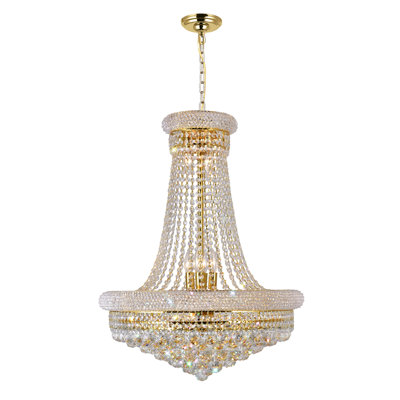 Crystal 24" Gold Chandelier for Dining Rooms Foyers Staircases Living Rooms, 17-Light with E12 Bulb Base