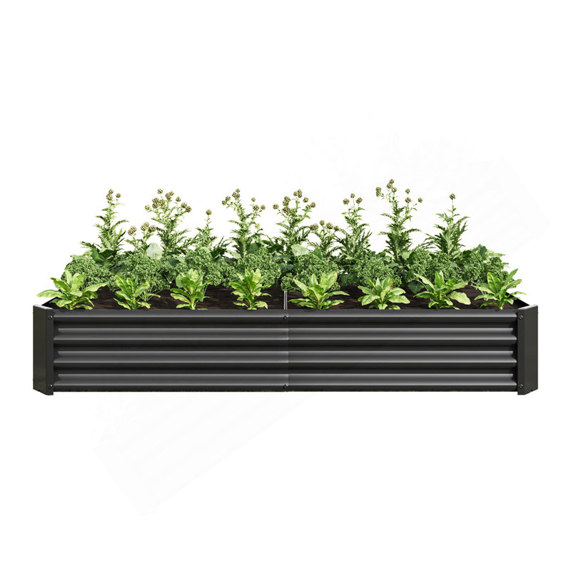 Raised Garden Bed Outdoor, 6×3×1Ft , Metal Raised  Rectangle Planter Beds For Plants, Vegetables, And Flowers - Black, Black