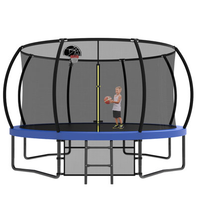 12FT Recreational Kids Outdoor Trampoline With Safety Enclosure Net