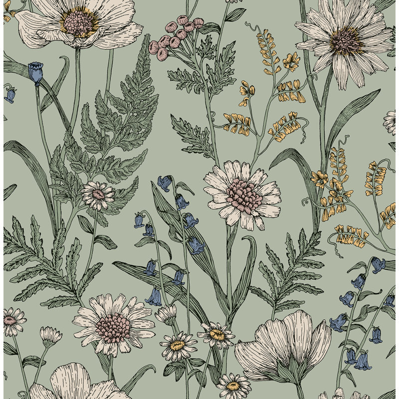 Papier peint adhésif Spring Meadow, Vert