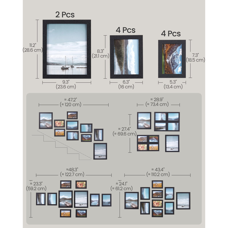28.4x23.3x1.2cm/20.2x15.2x1.2cm/18.2x13.2x1.2cm Picture Frame - Set of 10, Black