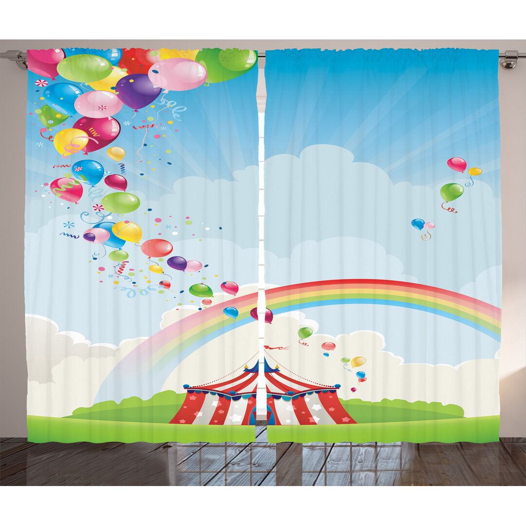 Rustikaler Vorhang, Circus Regenbogen Wolken, Bunt, Mehrfarbig