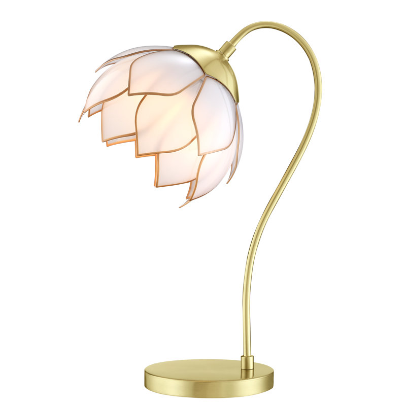 The Lotus Collection LED Arched Table Lamp, Burshed Brass