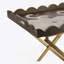 Table-plateau 23,5 po x 15,5 po x 24 po en MDF brun avec motif de cygne blanc et base en fer