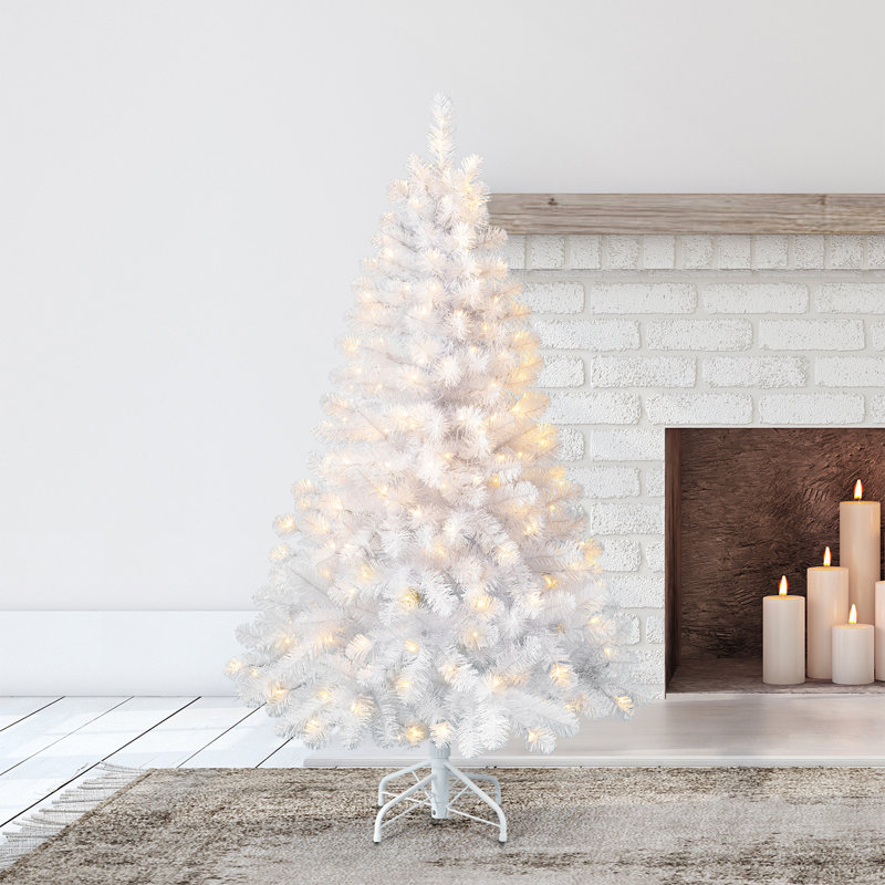 Home Heritage 5' Artificial Prelit Christmas Tree 200 Clear LEDs, White