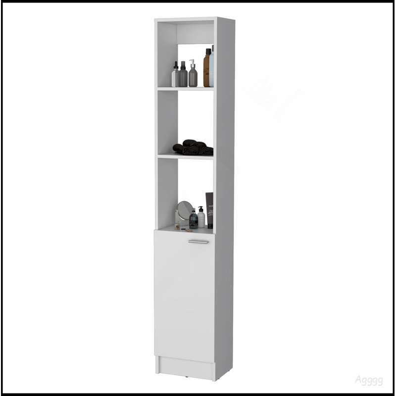 Armoire à linge Brenda avec 1 porte et 3 tablettes ouvertes, White