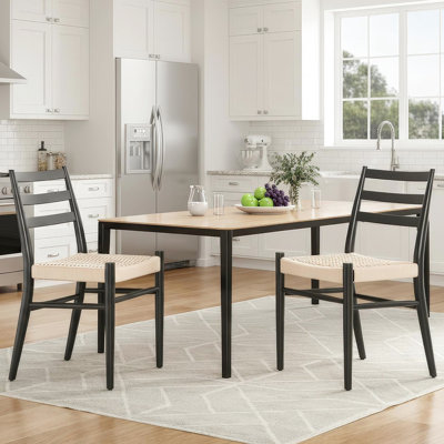 Ensemble de chaises de salle à manger en métal durable, siège tissé, style moderne pour la cuisine