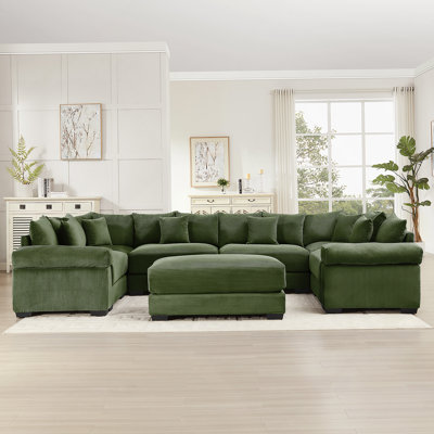 Canapé modulaire surdimensionné avec accoudoirs extra larges, méridienne, tissu velours côtelé et conception ergonomique