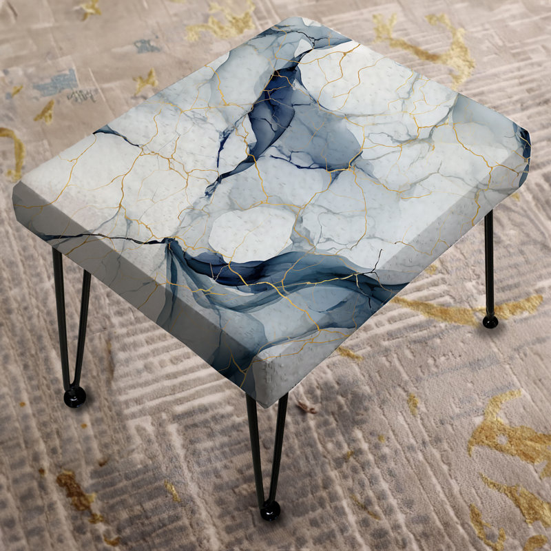 Blanc et gris Marble Harmony Motif - Repose-pieds rectangulaire en marbre