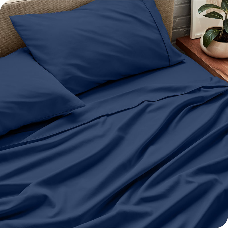 Ensemble de draps en microfibre Bare Home, Bleu très foncé, Ensemble de draps pour grand lit + un drap-housse 