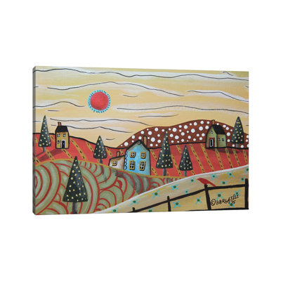 Red Sun 1 Piece Wrapped Canvas Wall Art