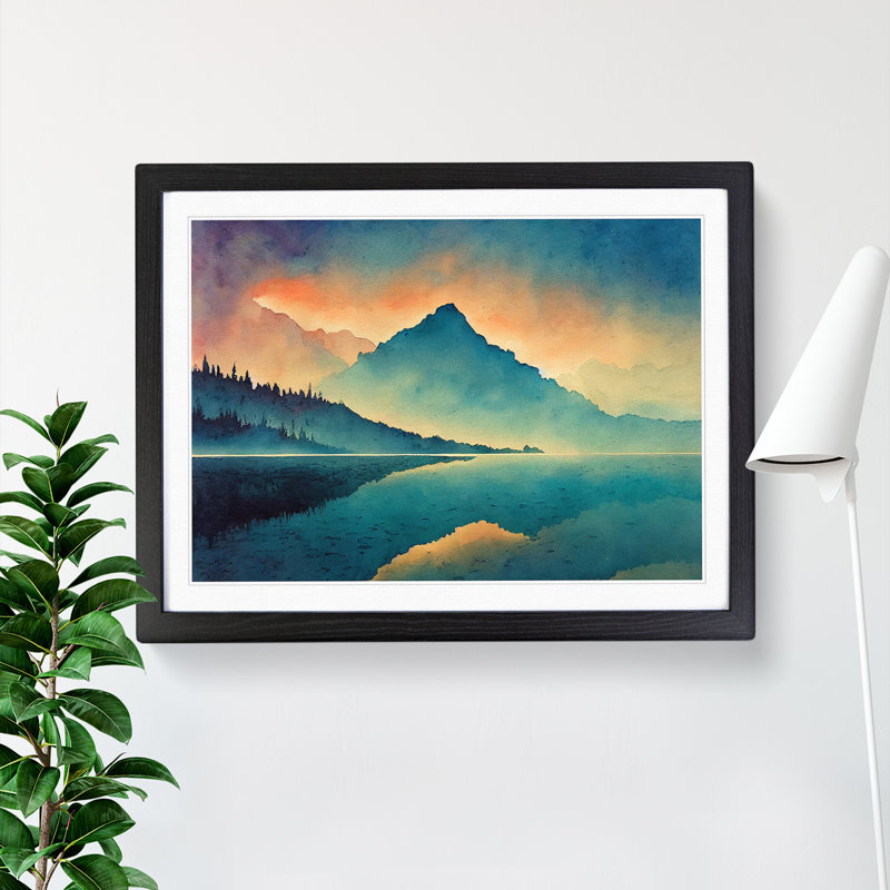 Magical Mountain Lake - Framed Print, Black, 25cm H x 34cm W x 2cm D