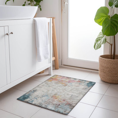 Tapis bleu sarcelle intérieur / extérieur lavable à la machine Christn ACN1232