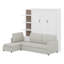 Lit escamotable avec canapé modulaire et tablettes de rangement réversibles, grand-108195641