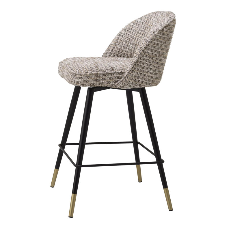 Cliff Swivel Upholstered Stool with Metal Frame, Counter Stool (27" Seat Height), Beige