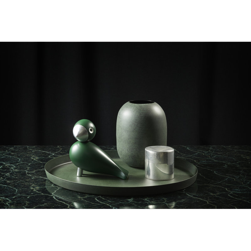 Songbird Ernst Figurine, 6.1" H x 6.3" W x 3.1" D, Green/Silver, 1