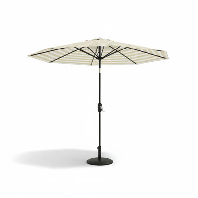 Parasol de patio extérieur 9 pi - parasol coupe-vent, 8 nervures robustes, manivelle et inclinaison à bouton-poussoir, protection UV, polyester imperméable pour le jardin, la terrasse, la piscine, la cour, la table
