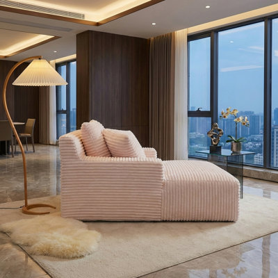 Chaise longue surdimensionnée Boneless de 66 po pour l'intérieur, méridienne rembourrée en velours côtelé avec 3 coussins moelleux et accoudoirs pour le salon, chaise longue à assise profonde, aucun assemblage requis