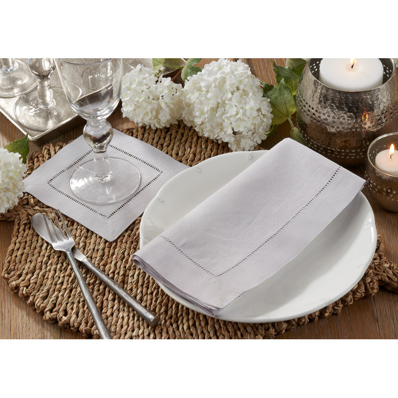 Serviette Gelder l 20 po avec bordure ajourée (ensemble de 4), Blanc