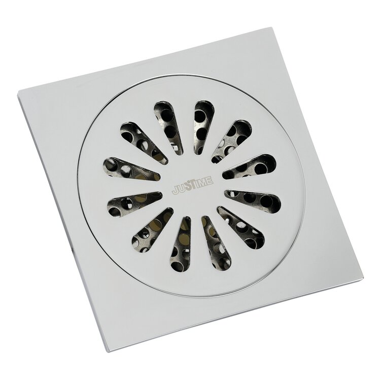 Kingston Brass Watercourse BSF4161C 4-Inch Square Grid Shower Drain with Hair  Catcher