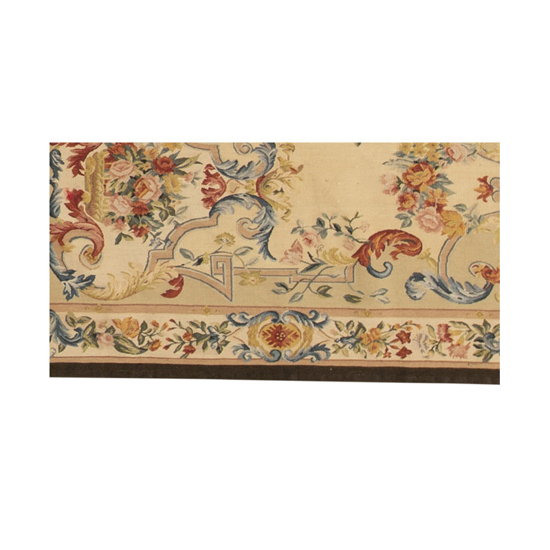 Hand-Knotted High-Quality Cream and Blue Area Rug