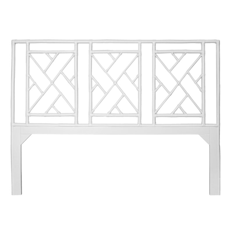Cowden Geometric Rattan Headboard, White, King
