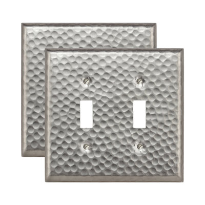 Hand Hammered 2-Gang Toggle Light Switch Standard Wall Plate