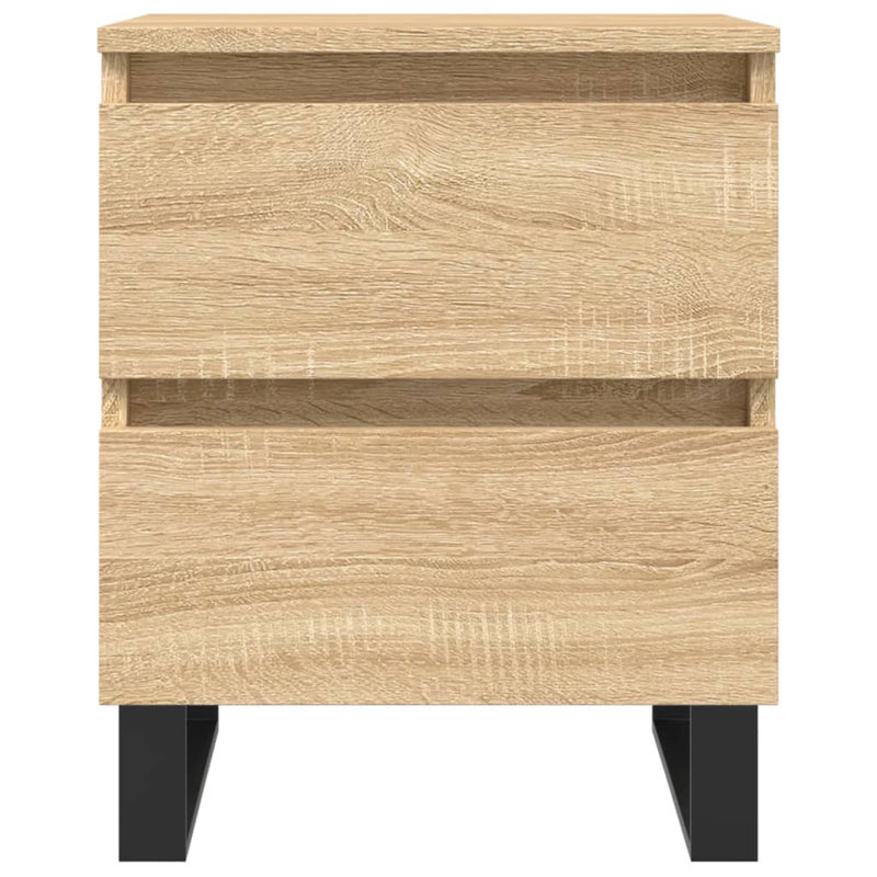 Mikaia 40cm W Iron Bedside Table, Sonoma Oak