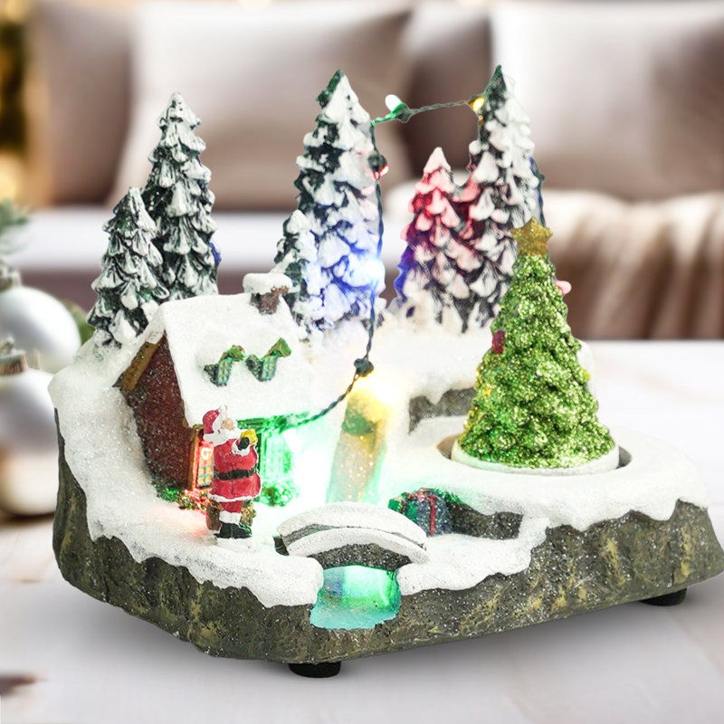Ensemble de village de Noël lumineux avec musique Jacavion Enchanted