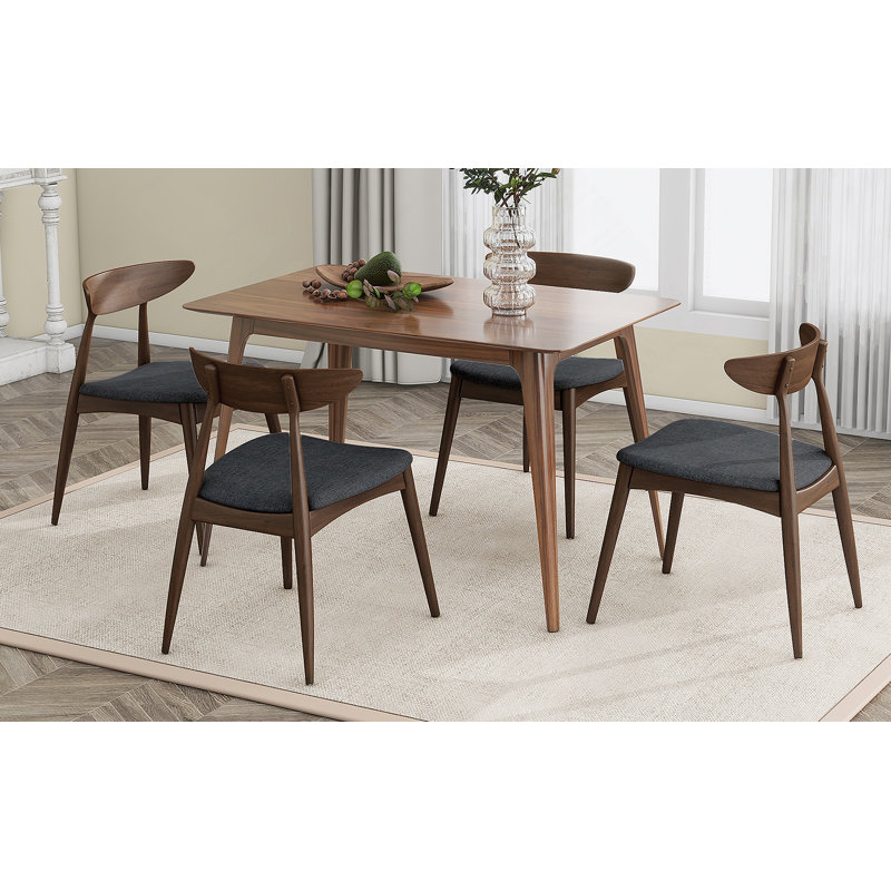 Ensemble de table de salle à manger 5 pièces, 1 table et 4 chaises d'appoint, Gris anthracite